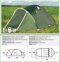 Палатка COMFORTIKA PAMIR 4 (420 х 210 x 140 см, 5,6 кг, 4 места, цвет: зелёный)